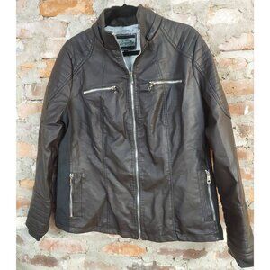 Royalty Pleather Jacket Womens Plus Size 1x Faux Leather Black P